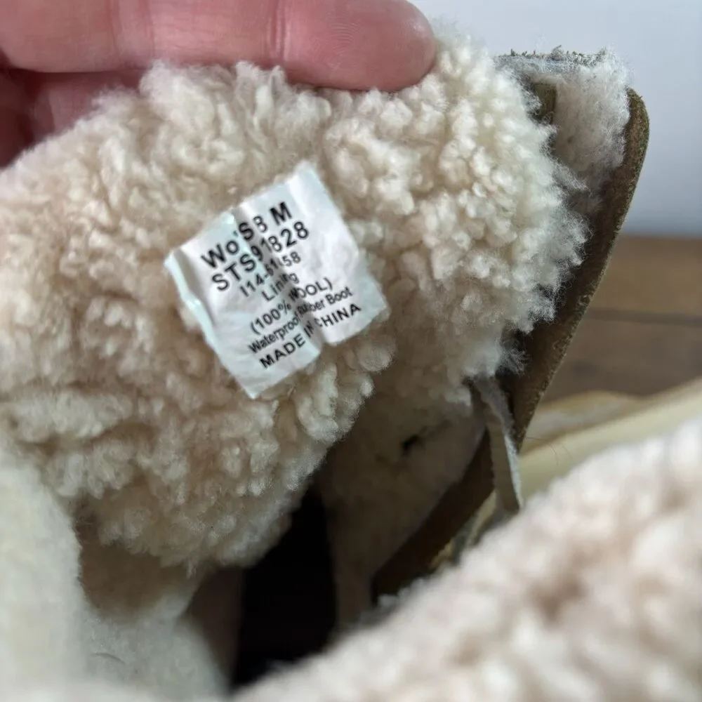 Sperry J. Crew Shearwater Duck Boots 100% Wool Lining Women's Size 8 Ivory